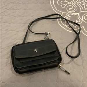 Black wallet on a strap